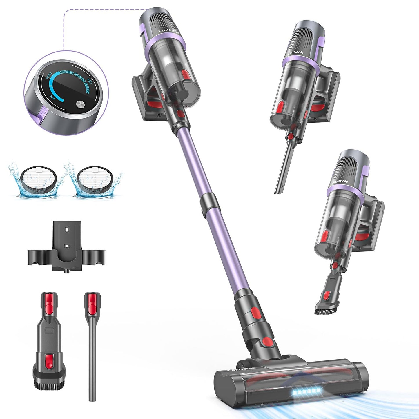 Cordless Vacuum CleanerMAX 50Mins Runtime Vacuum Cleaners for HomeLightweight Vacuum 30KPA Rechargeable Stick Vacuum with LED Tangle-Free Upright Suitable for Pet Hair/Carpet/Hardwood Floor