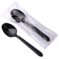 Plastic Spoons Disposable Individually Wrapped Spoons 100 Commercial Take Away SpoonsReusable Plastic Spoons for Outdoors Party SuppliesHome Office Use(Black)