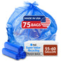 Reli. Blue 55-60 Gal Recycling Bags | 75 Pack | Heavy Duty | USA Made