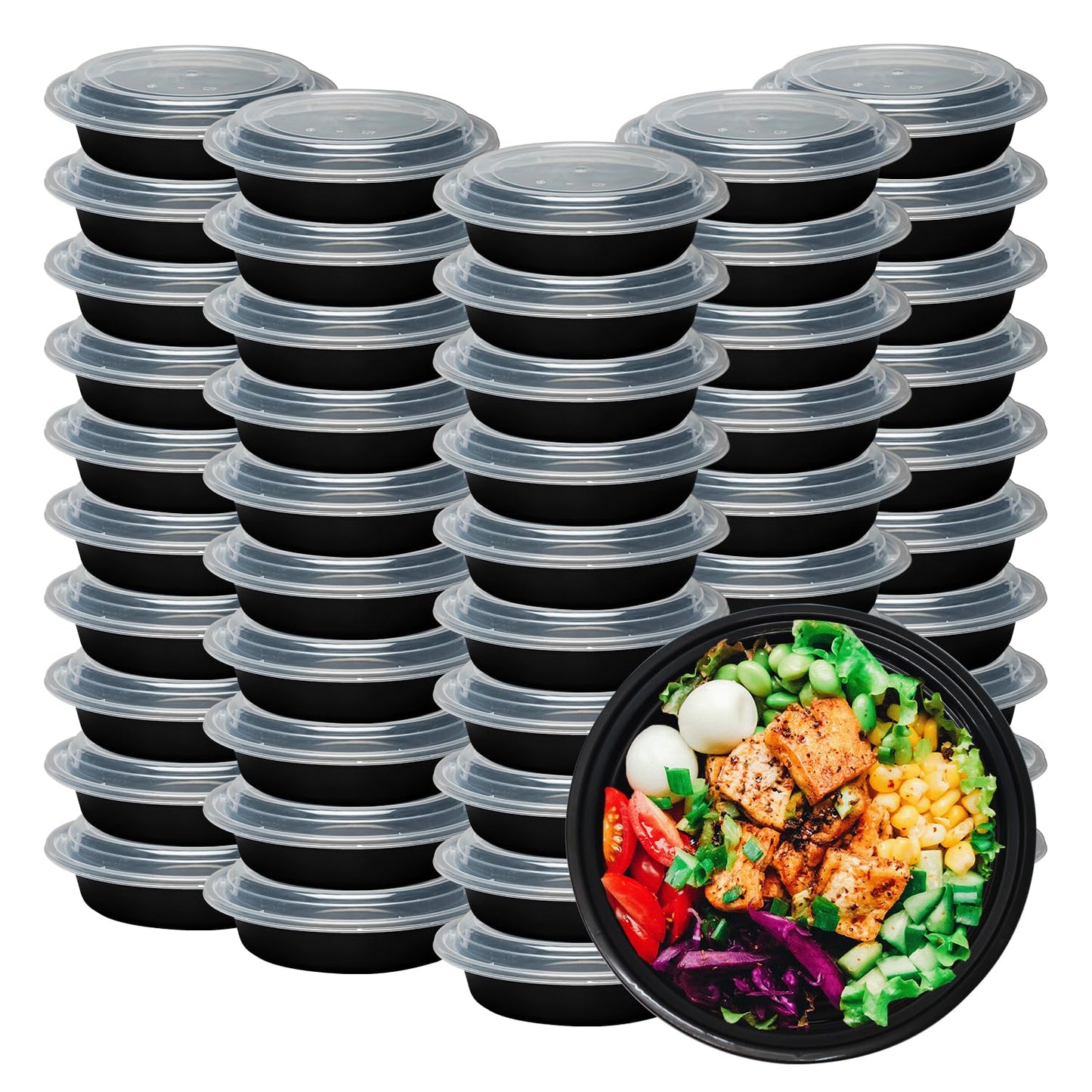 Klex 32oz Round Meal Containers with Secure Lids - 150pc