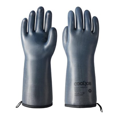 COOLJOB Heat Resistant Oven Gloves Waterproof Liquid Silicone BBQ Grilling Gloves for Barbecue Kitchen Cleaning Baking Food Contact Black Medium